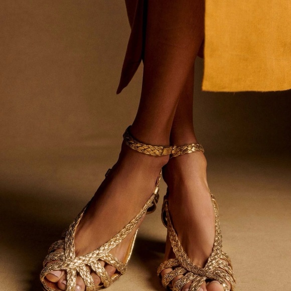 Sezane Shoes - Sezane Gold Sandals with Intricate Design